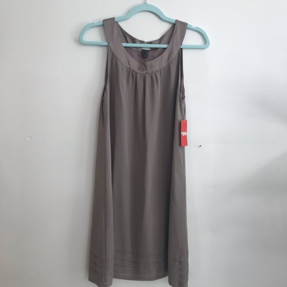 H&M Dresses & Skirts - H&M tunic sleeveless dress Sz 6 taupe gray 100% silk midi